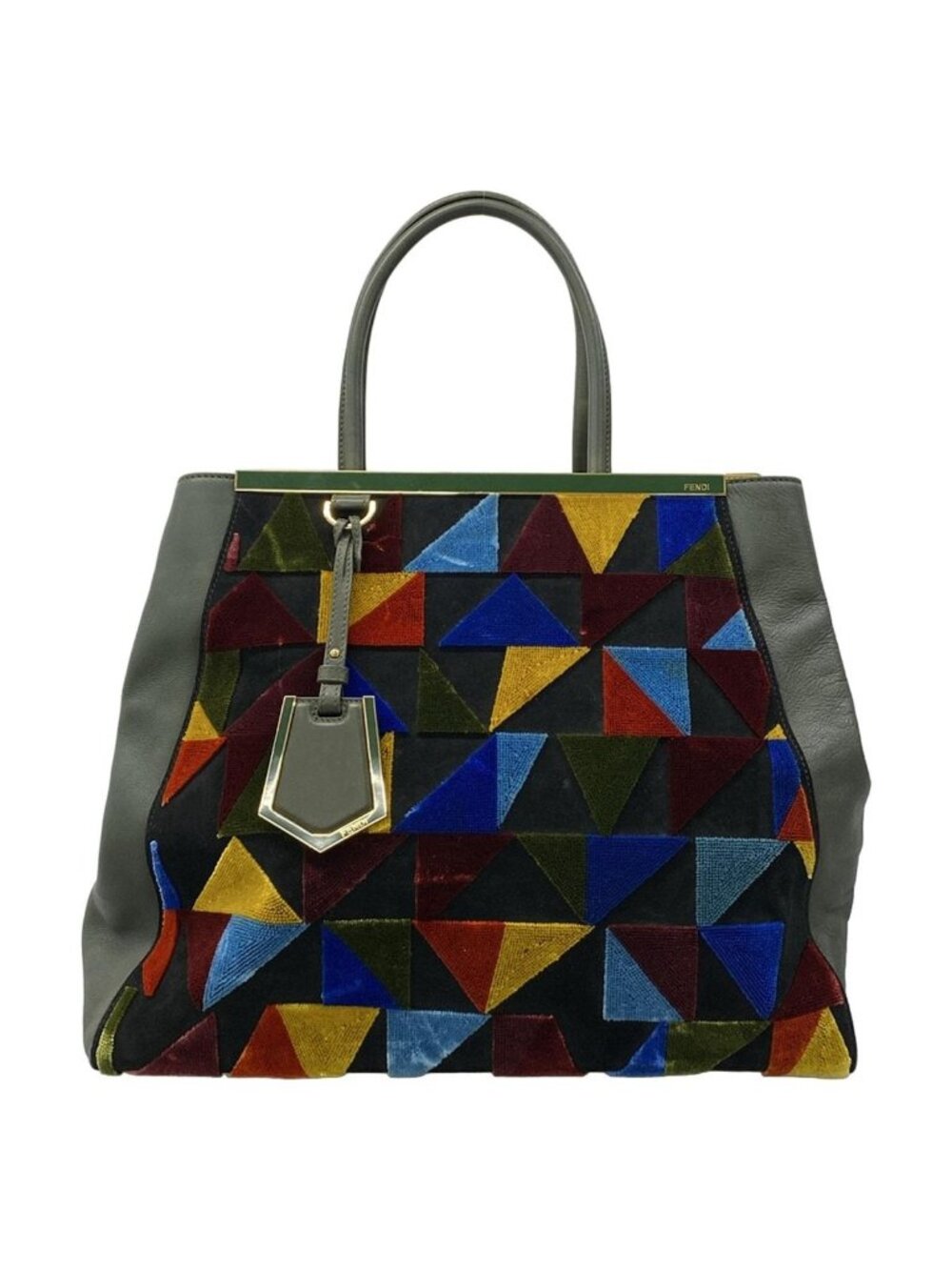 Fendi Tote Toujours Dark Green Yellow Multi Leather